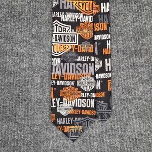 Harley-Davidson Logo All Over Print Neck Tie Ralph Marlin Biker Mens Black